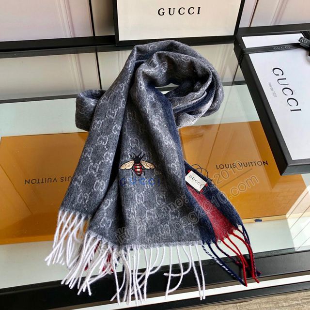 GUCCI圍巾 古馳最新款 高原山羊絨 小蜜蜂元素時尚百搭圍巾 男女同款  llwj6808